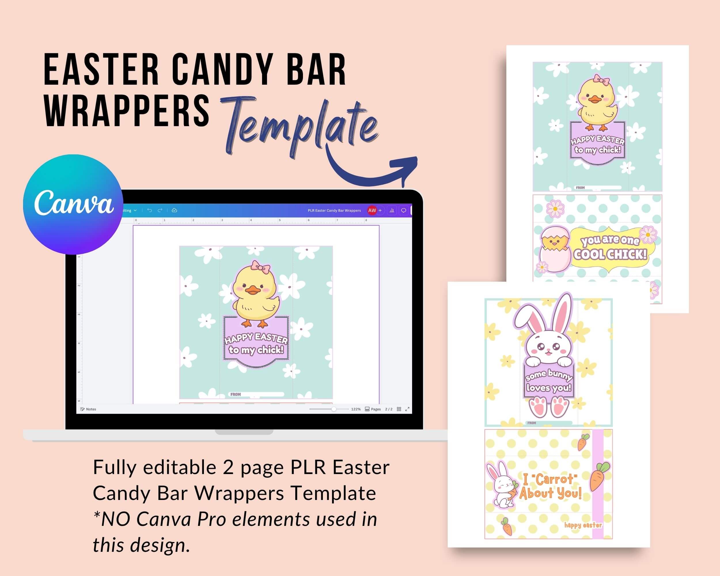 PLR Easter Chocolate Bar Wrappers -2 Page Canva® Template
