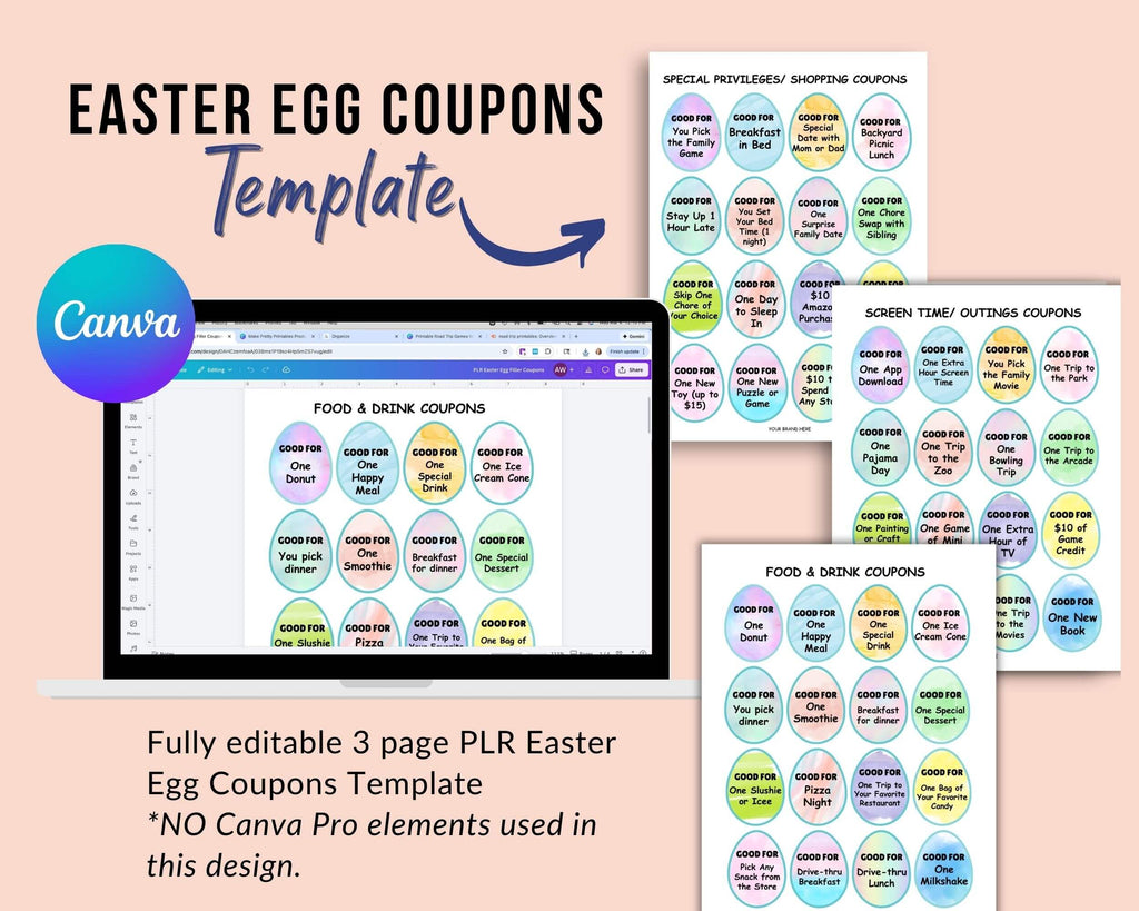 PLR Easter Egg Coupons - 3 Page Canva® Template