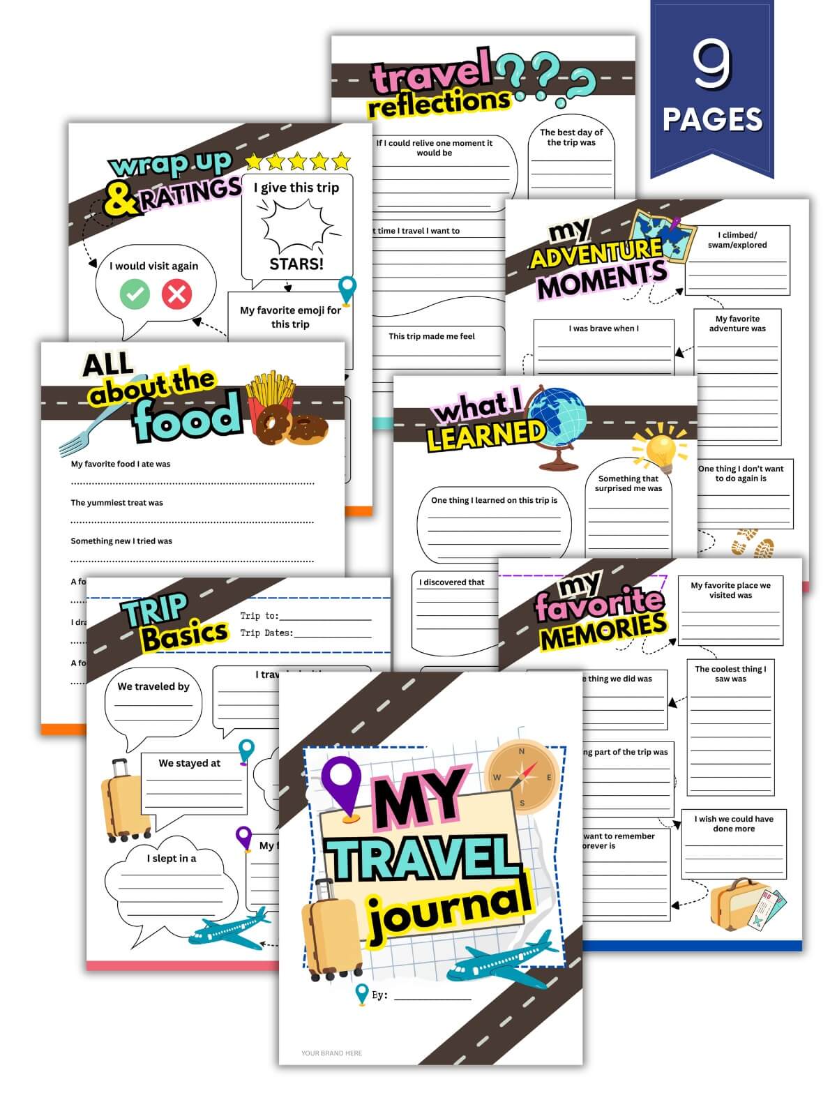 PLR Travel Journal for Kids - 9 Page Canva® Template
