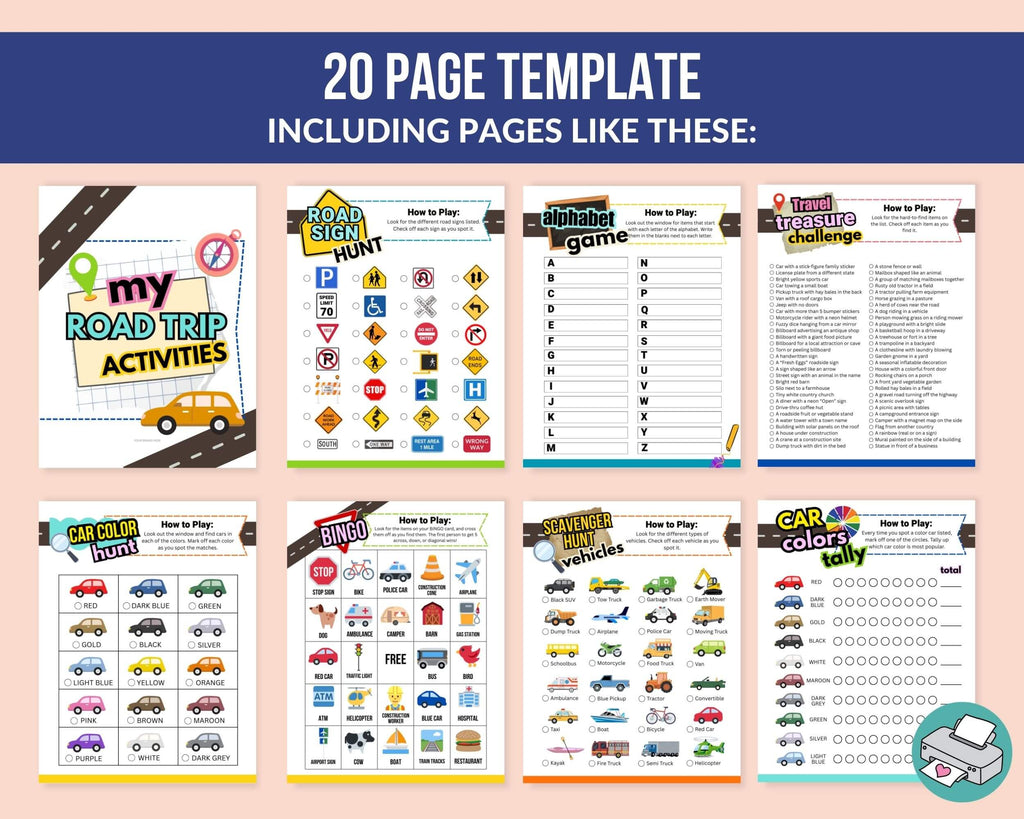 PLR Road Trip Games for Kids - 20 Page Canva® Template