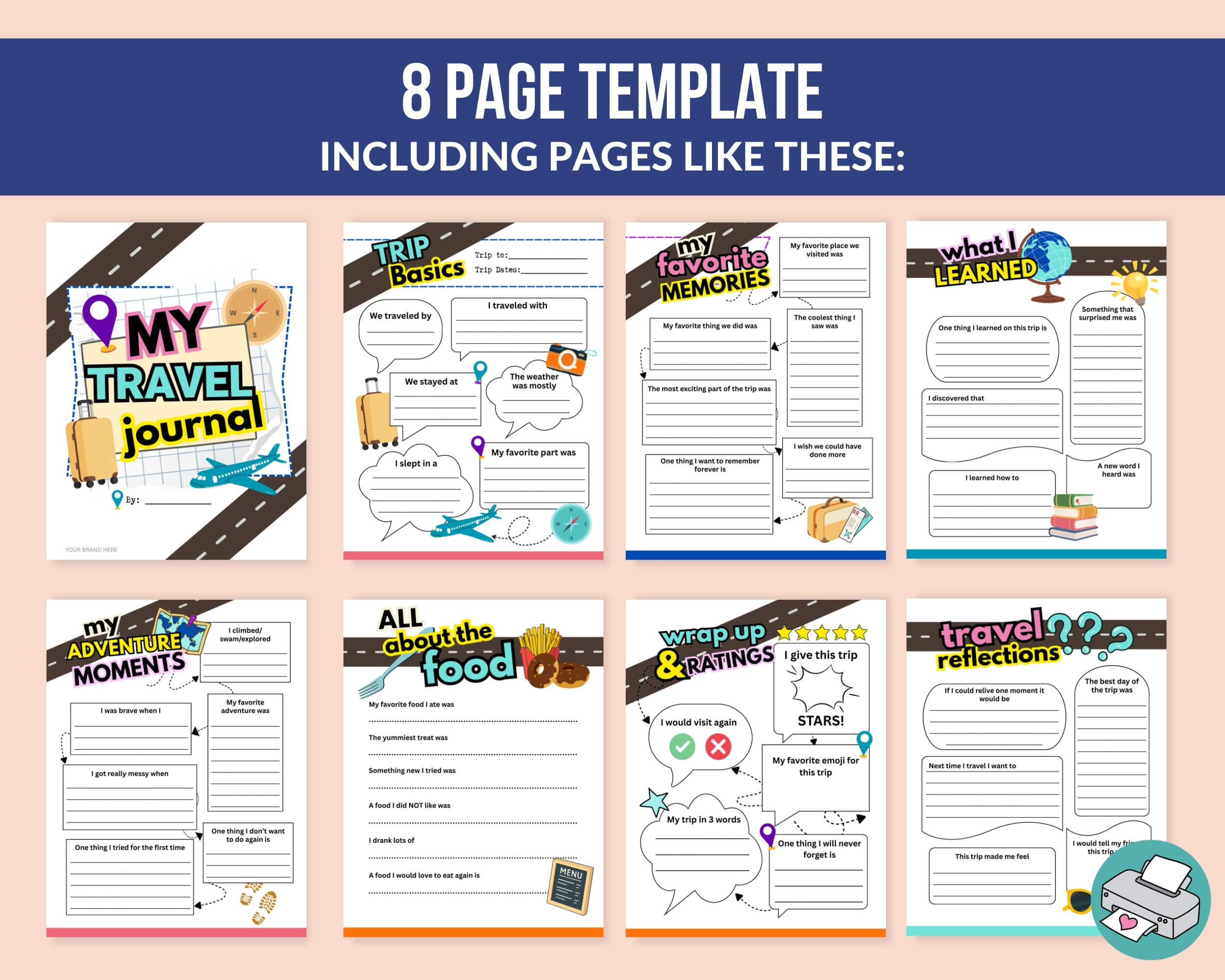 PLR Travel Journal for Kids - 9 Page Canva® Template